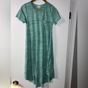Lularoe Julia Dress Size XS Gray Stripped Short Sleeve Summer Comfortable EUC
